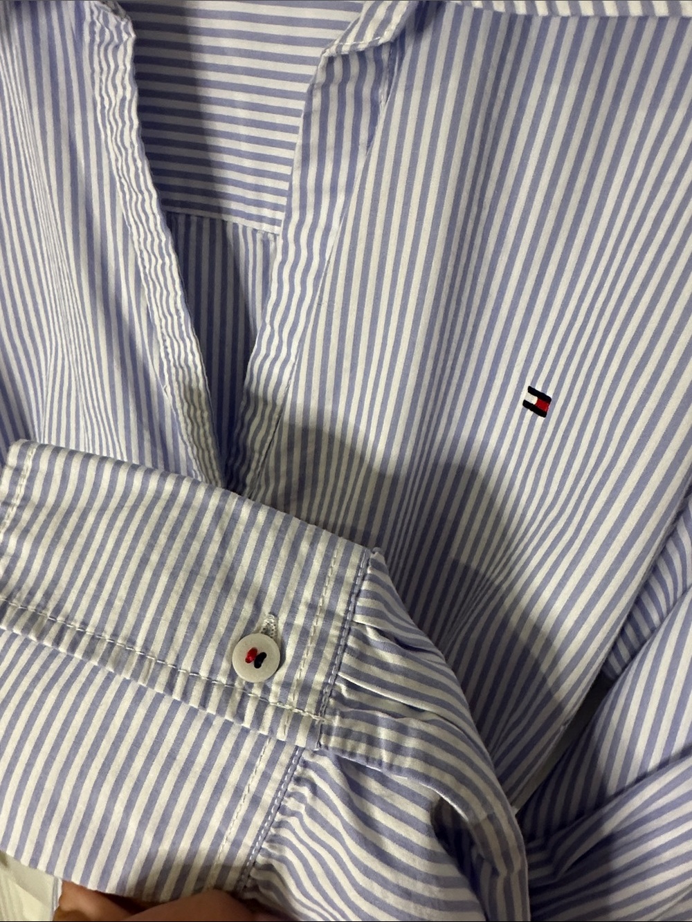 Tommy Hilfiger Blue & White Striped Shirt Dress with Tie Belt | Medium - Picture 4 of 9